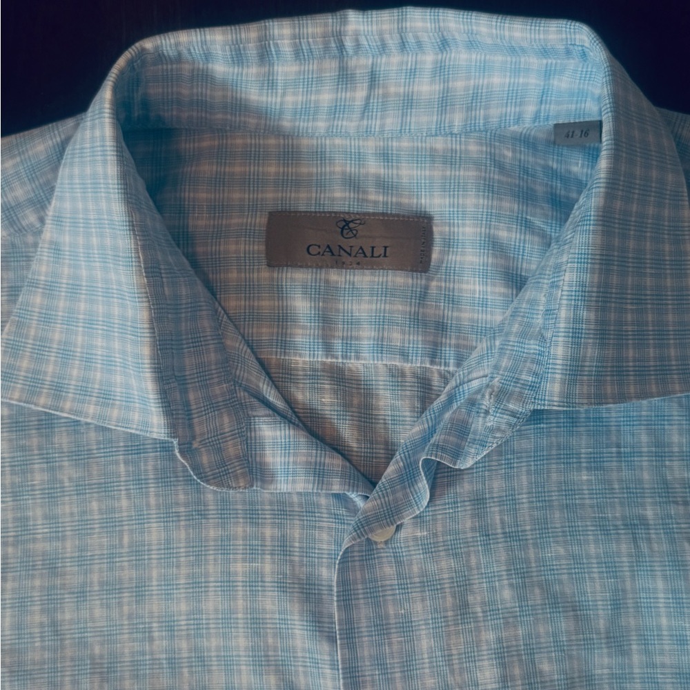 Canali Men's Patterned Long Sleeve Shirt 16/32